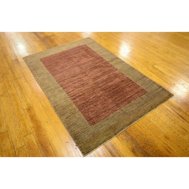 Tapis de surface en laine rouge/brun 10 pi 10 po x 5 pi 10 po one-of-kind à la main noué la Nash