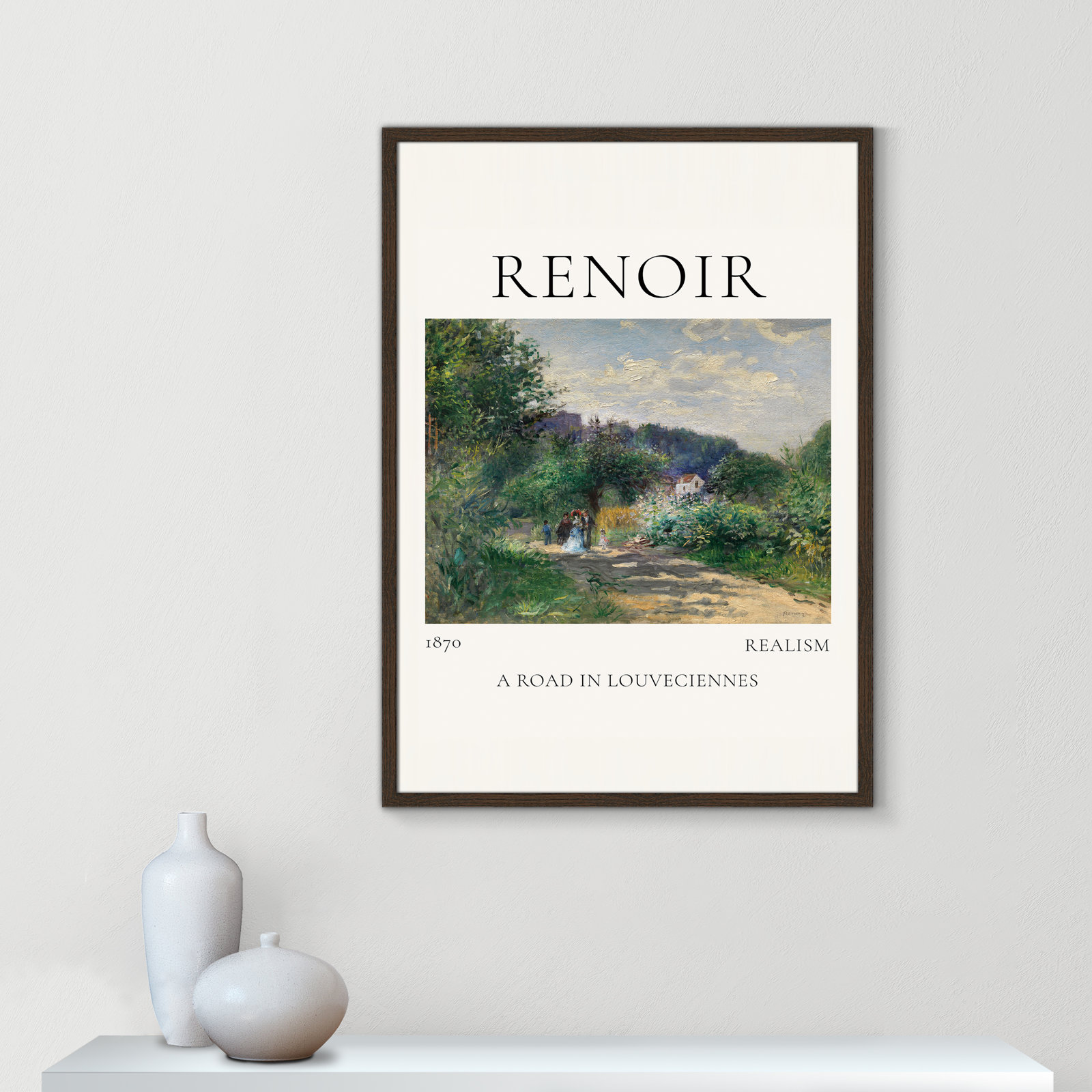 Rocchetto "A Road in Louveciennes" Print, Walnut Single Picture Frame, No, 35.5" H x 25.5" W x 0.75" D