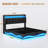 Lift Up Storage  Bed Frame With Charging Station And Hidden Storage Headboard, Led Lights Upholstered Platform Bed With Hydraulic Storage,-1877195848-1877195831