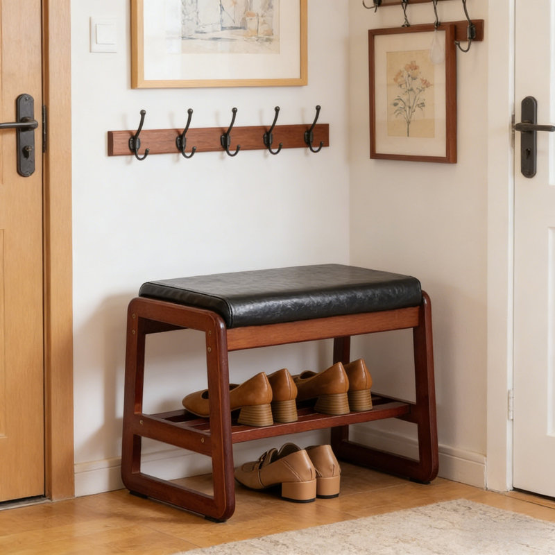 Range-chaussures en bois de qualité supérieure pour la maison, 21.65" H x 16.53" W x 11.81" D