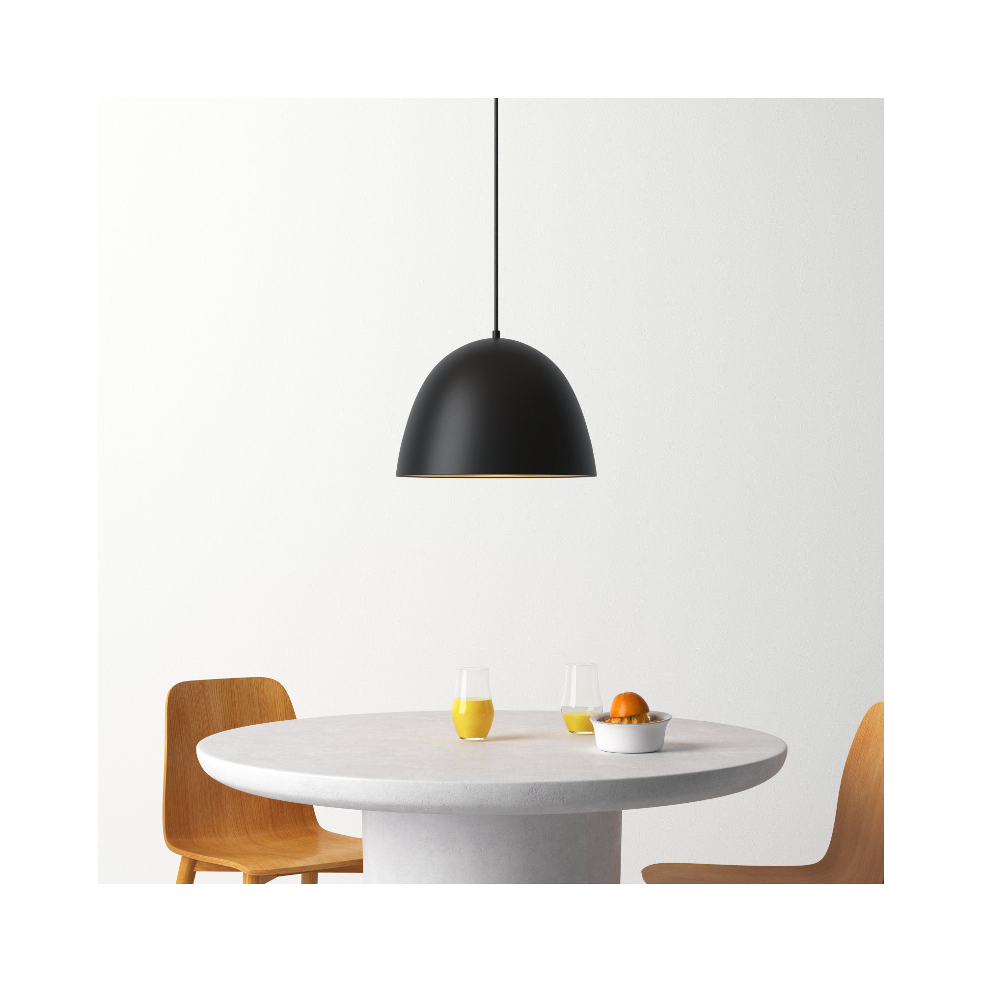 Natosha Single Light Metal Dimmable LED Pendant, Black/Satin Brass, 11" H x 15.75" W x 15.75" D