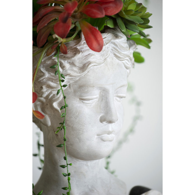 Lough Statue Planter, Gray, 10.6" H x 7.3" W x 6.9" D