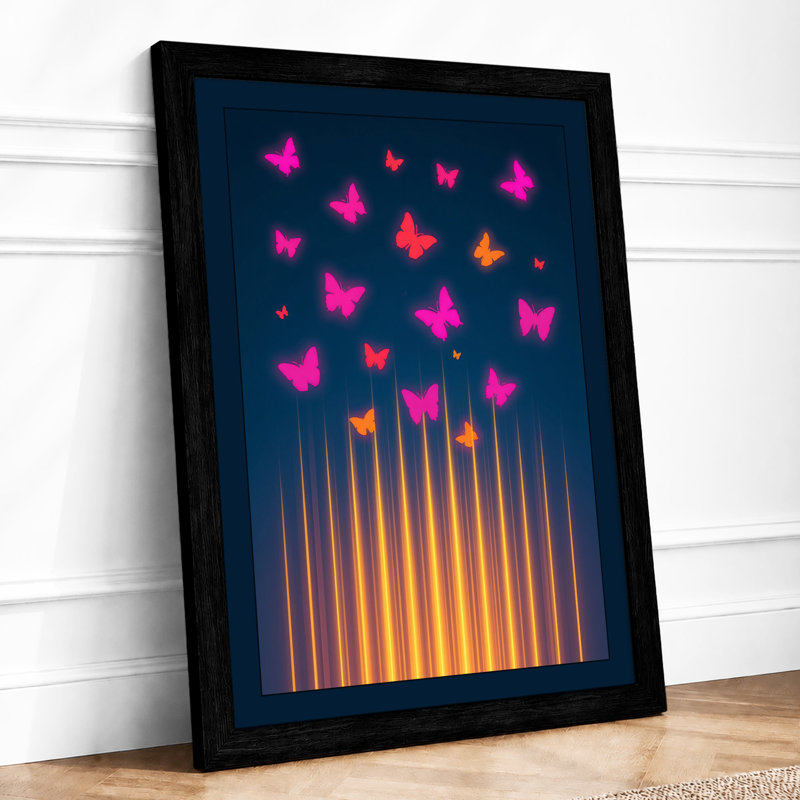 Luminous Butterflies Modern - Print, A1 - 84.1 x 59.4 cm, Black