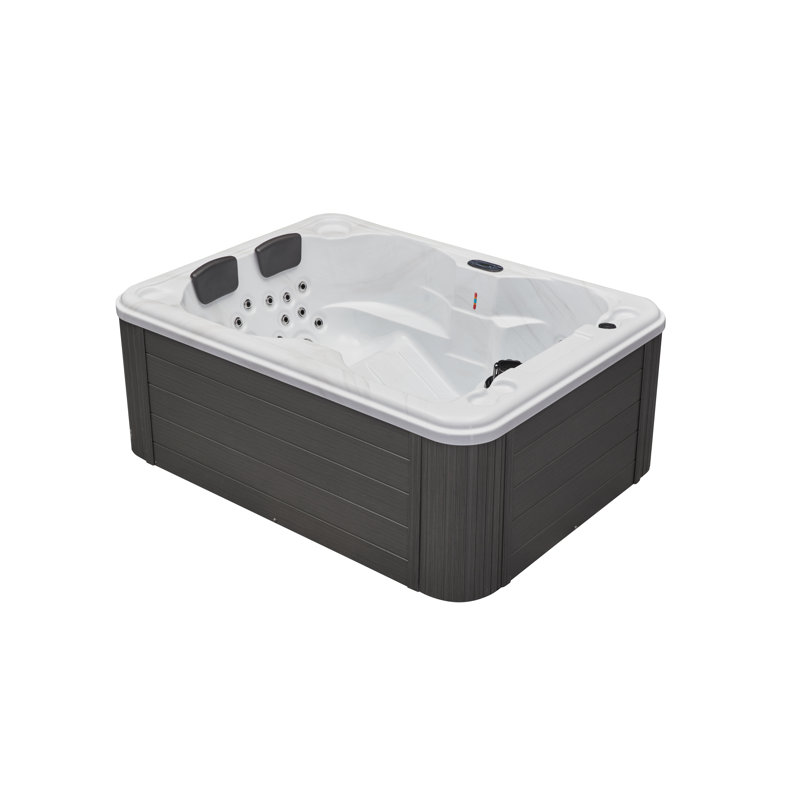Gray Acrylic 4-Person Rectangle Hot Tub with 39 Jets