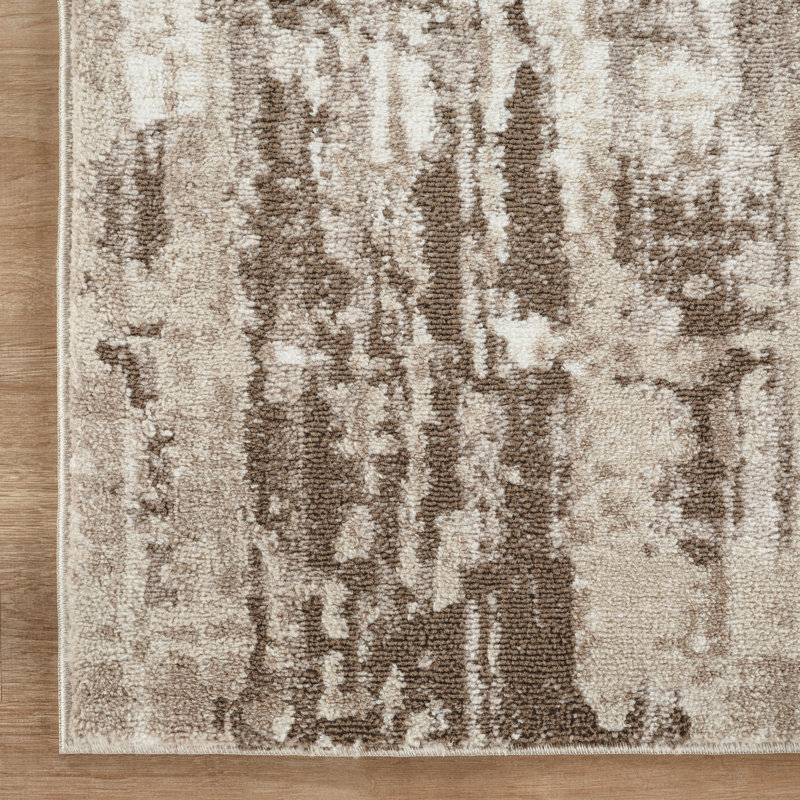 Tapis beige abstrait et abstrait Andrew, Beige/brun, 10 pi 0 po x 14 pi 0 po