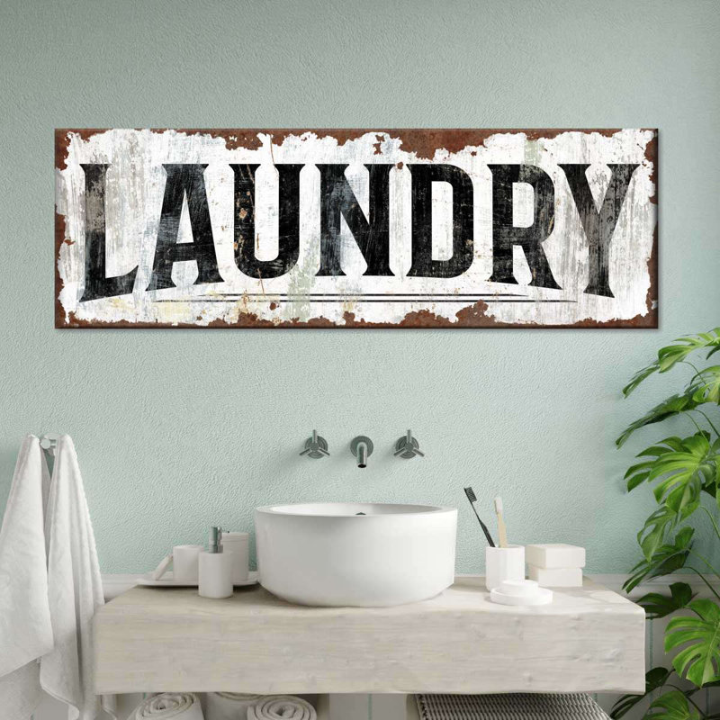 " Rusty Laundry Sign Canvas Print ", 8" H x 24" W x 1" D