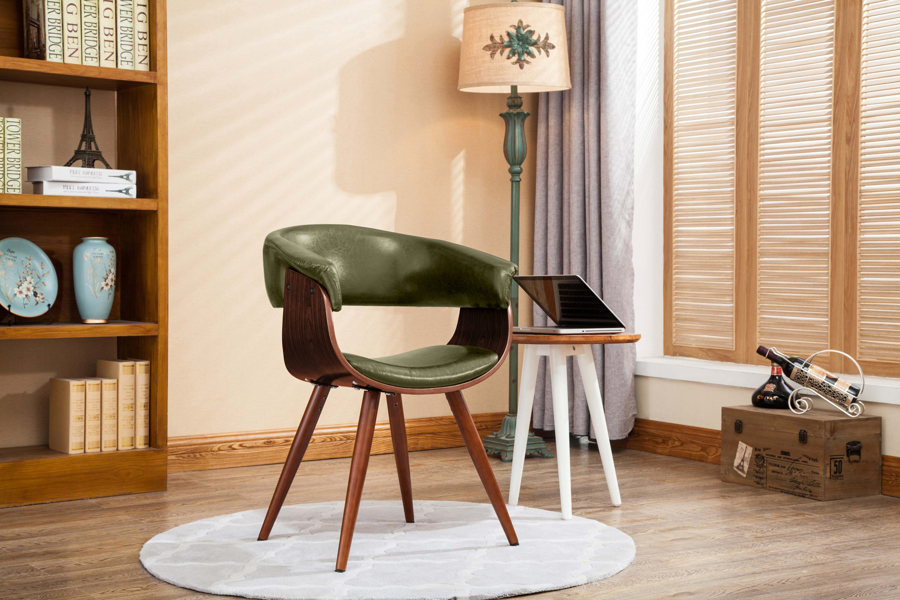 Steelside Gauri Faux Leather Dining Chair with Wooden Legs