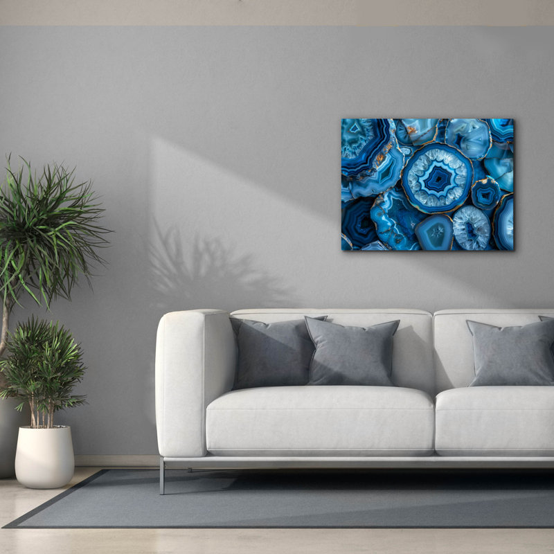 «Blie Crystals With Gold» par Svetlana Aleynikova, art mural sur toile, H 26 po x l 34 po