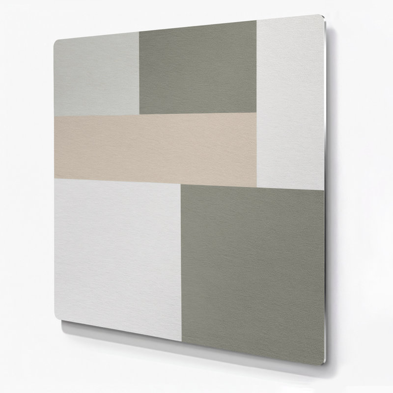 Minimalisme 94, art mural en métal beige, H 12 po x l 12 po