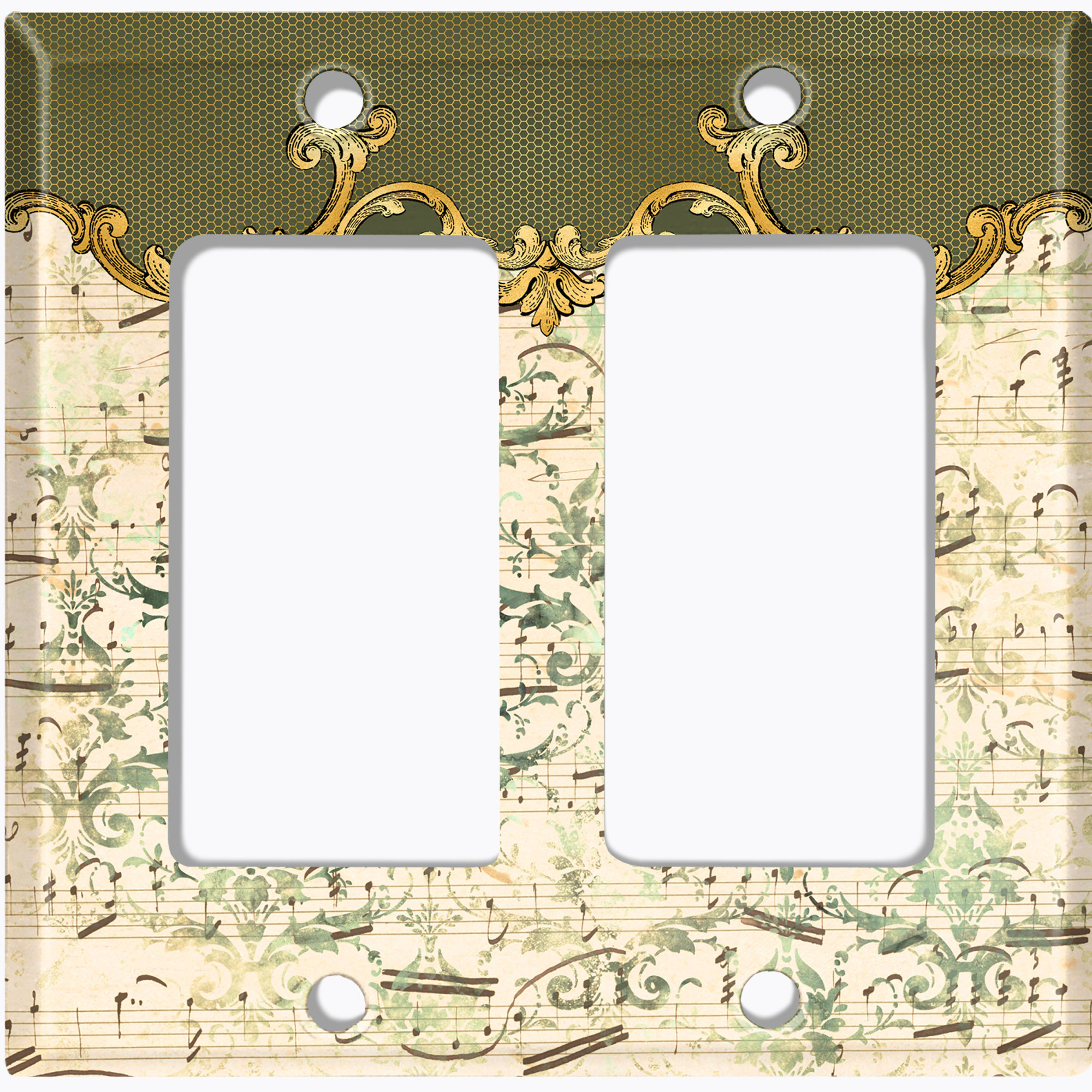 WorldAcc Metal Light Switch Plate Outlet Cover (Damask Green White ...