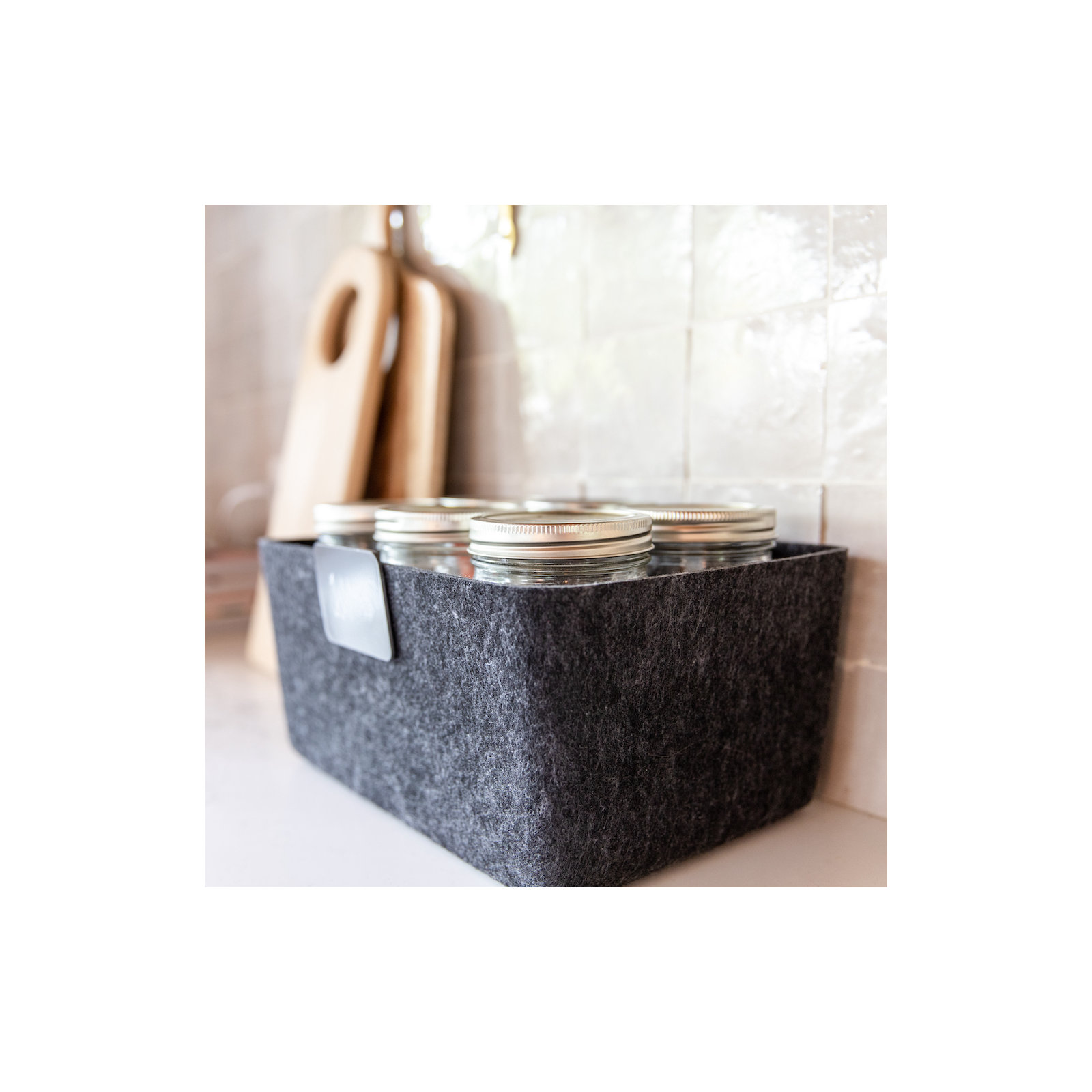Sculpted Felt Storage Wide Bin, Carbon