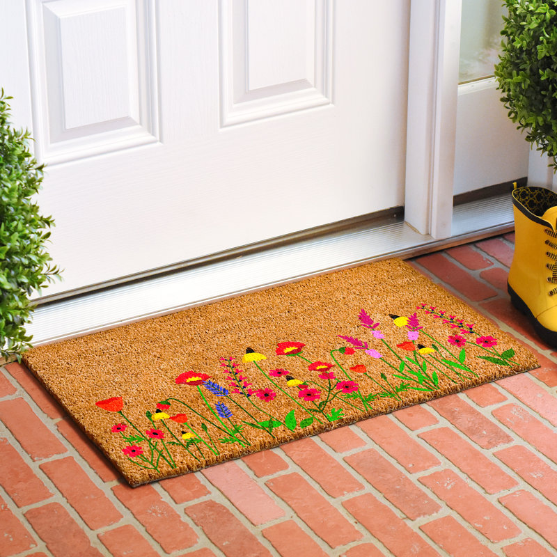 Spring Blooms Coir and Vinyl Non-Slip Outdoor Door Mat
