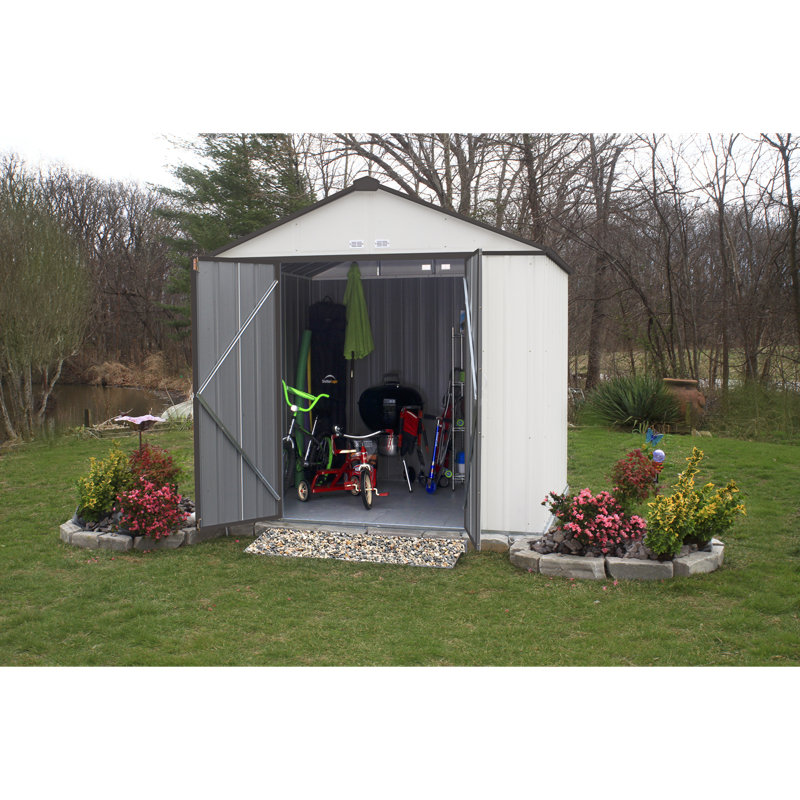 Remise de rangement en métal l 8 pi. x p 7 pi. EZEE, Crème / gris anthracite
