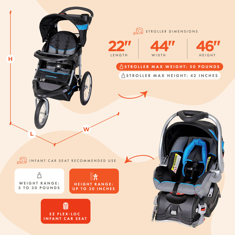Baby Trend Expedition Travel System with Stroller and Car Seat, Millennium blue