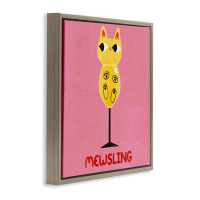 Mewsling Cat Wine Floating Frame, design by Carrie Cantwell