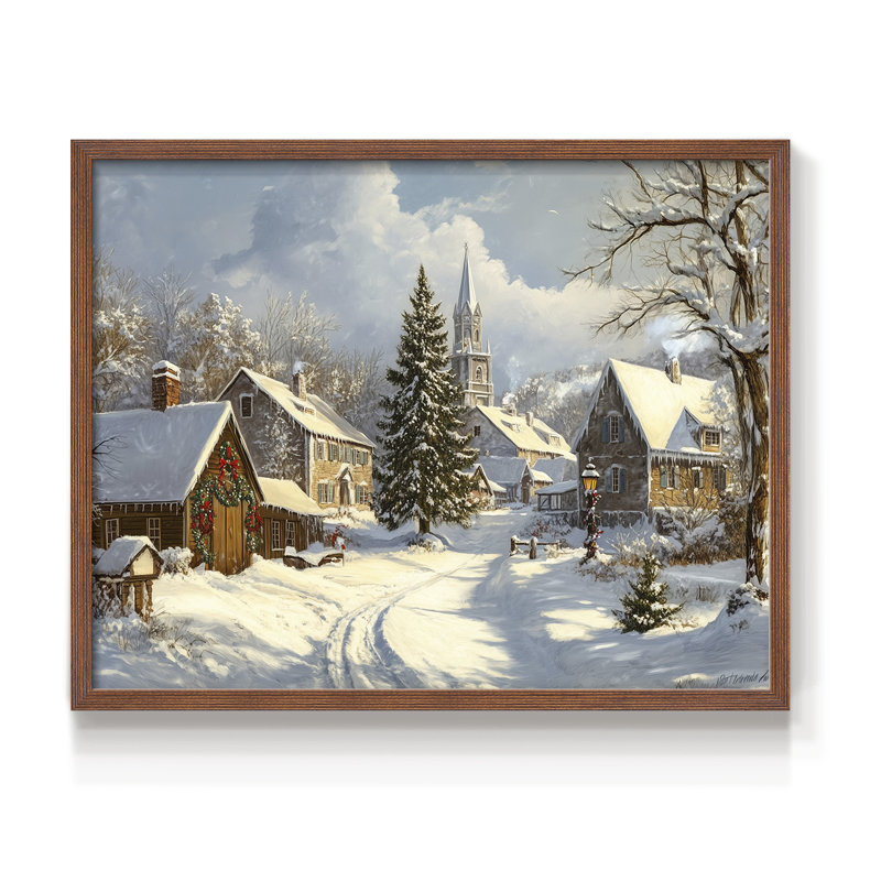 Chirstmas Art-CCXCV -Framed Print - Restickable, H 8 po x l 10 po, Noyer