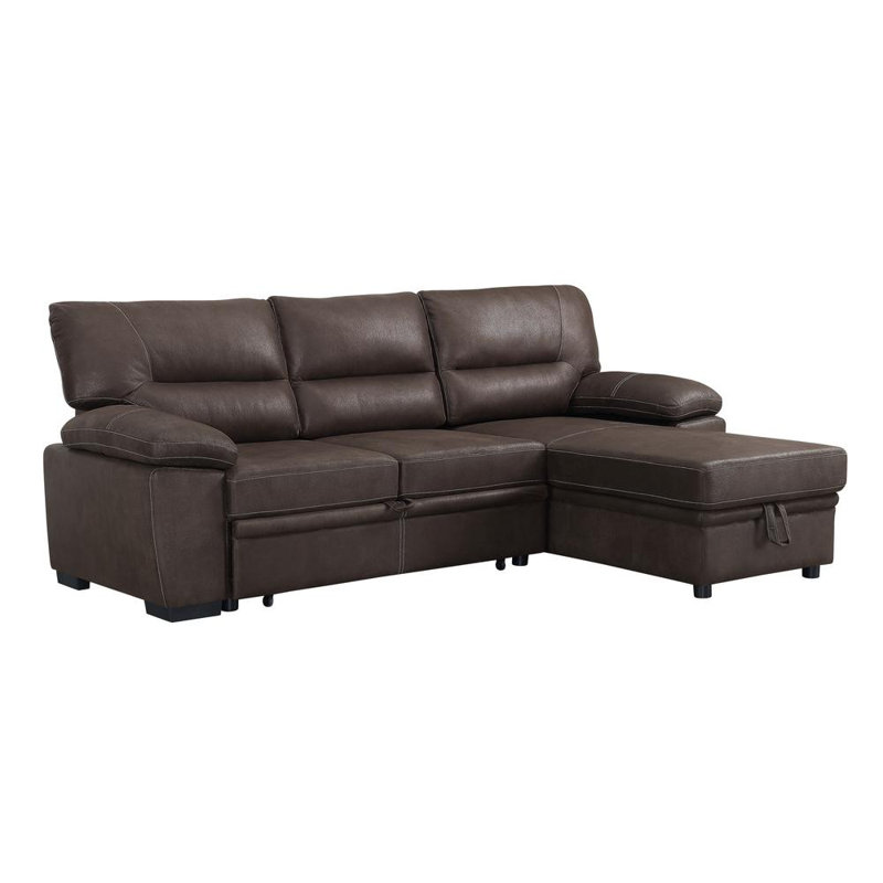 McTeer Old World Microfiber Reversible Sleeper Sectional Sofa