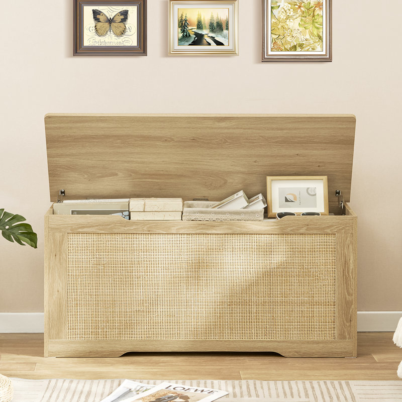Storage Chest, Rattan Storage Bench with Storage, Toy Chest for Bedroom, 19.68"H x 39.4"W x 15.74"D