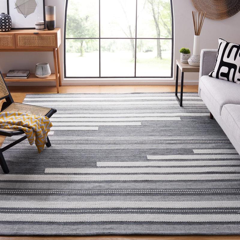 Kilim Hand Woven Performance Striped Rug, Rectangle 8' x 10'