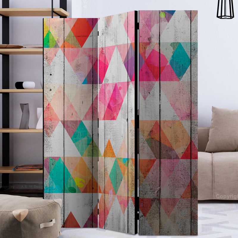 Peasley 172cm H Folding Room Divider, 3