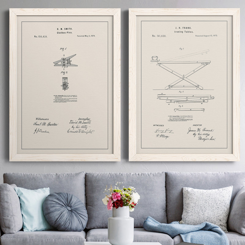 Laundry Laundry II - ensemble de 2 reproductions de cadres photo, H 20 po x l 34 po x P 1,5 po, Toile avec cadre blanc