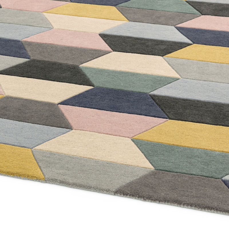 Triston Geometric Wool Hand Woven Area Rug, Rectangle 140 x 200cm