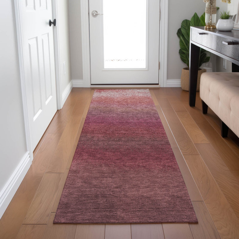 Machine Washable Indoor/Outdoor Xhevrie Red Rug, Runner 2'3" x 7'6"