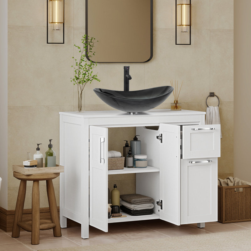 36" Free-Standing Modern Single Bathroom Vanity With Sink, White