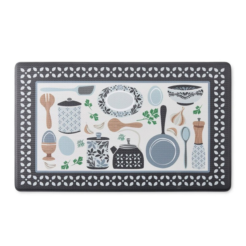 Multicolor Kitchen Mat, Kitchen Utensils Tea, 18"w X 30"l, 1 Piece