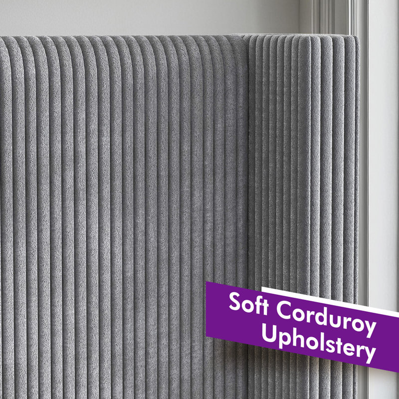Crofford Corduroy Upholstered Bed, Gray Corduroy, Queen