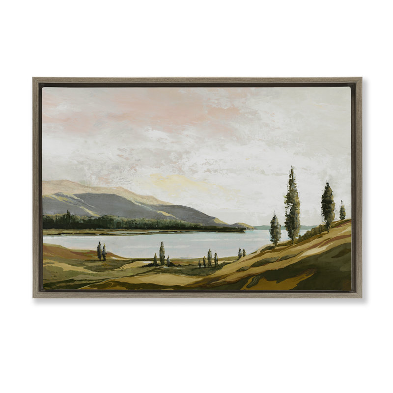 Cadre flottant Calm Scenic Landscape, design par Max Maxx, Cadre flottant orme Montalcino, H 21 po x l 31 po