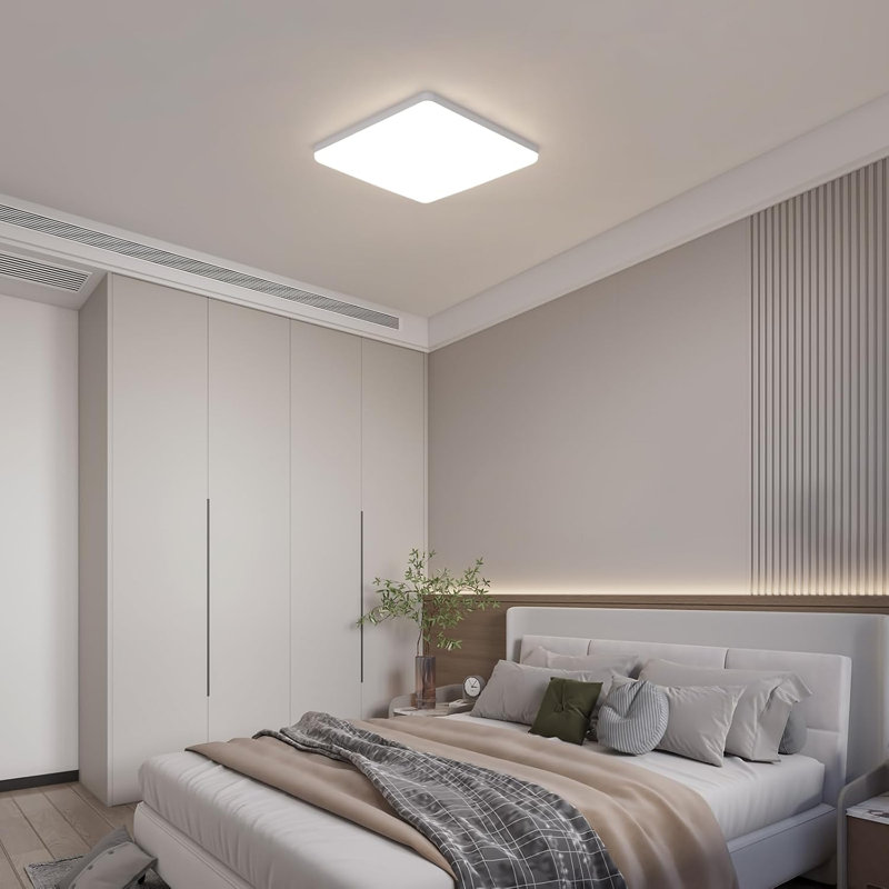 Square LED Flush Mount, White, 3.5cm H X 30cm W X 30cm D