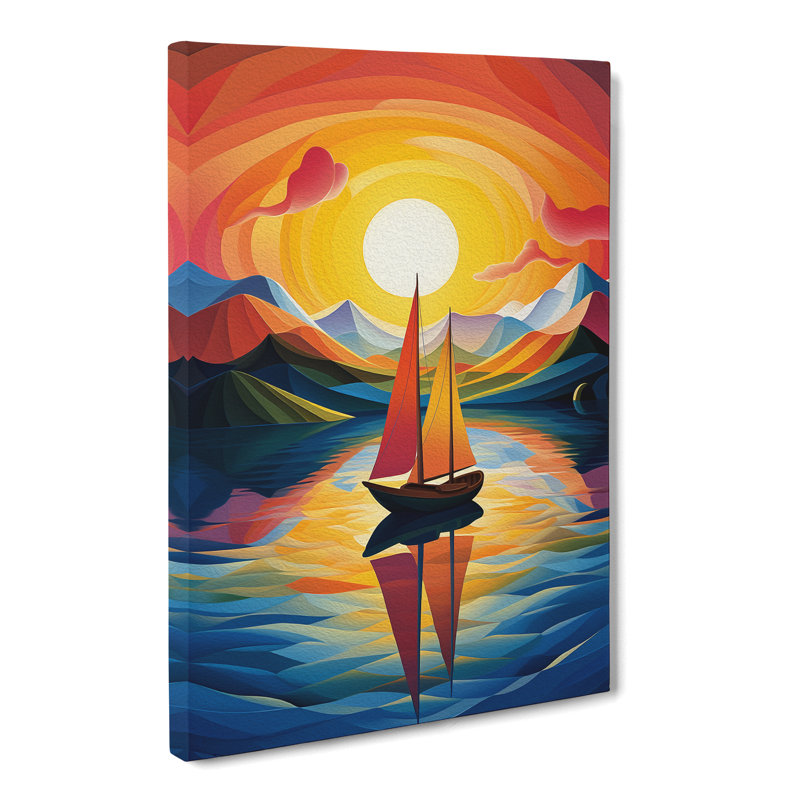 Boat On A Lake Orphism No.2 - Wrapped Canvas, 60cm H x 40cm W x 3cm D