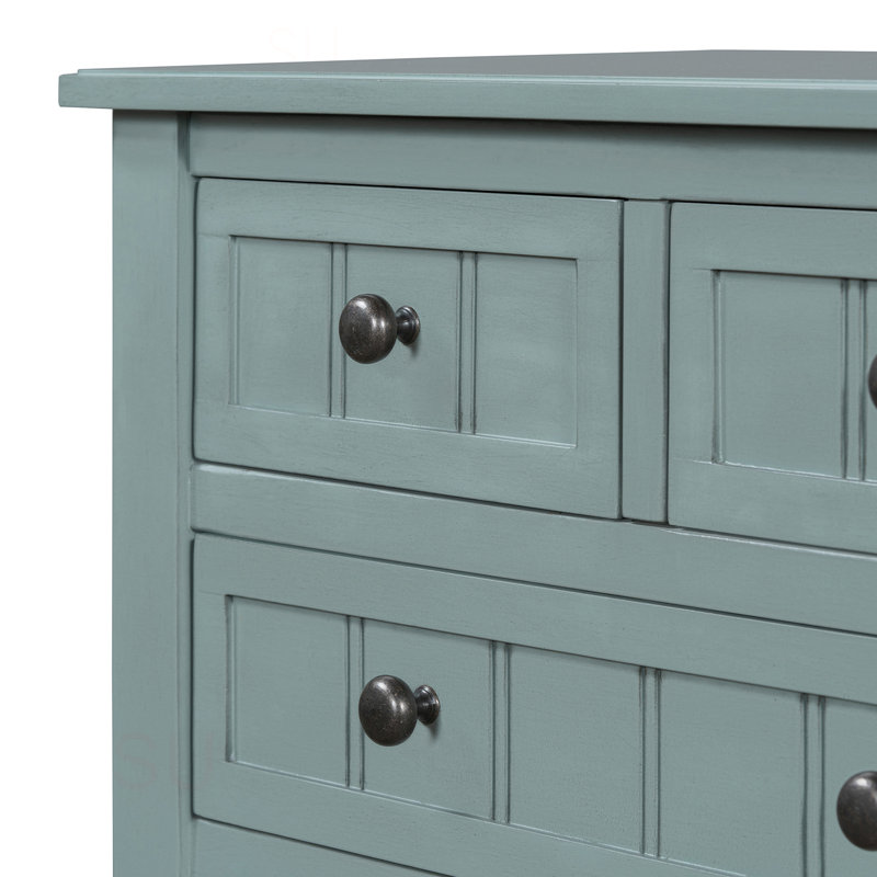 Console Weinman moderne avec 3 tiroirs et tablette inférieure, Bleu clair