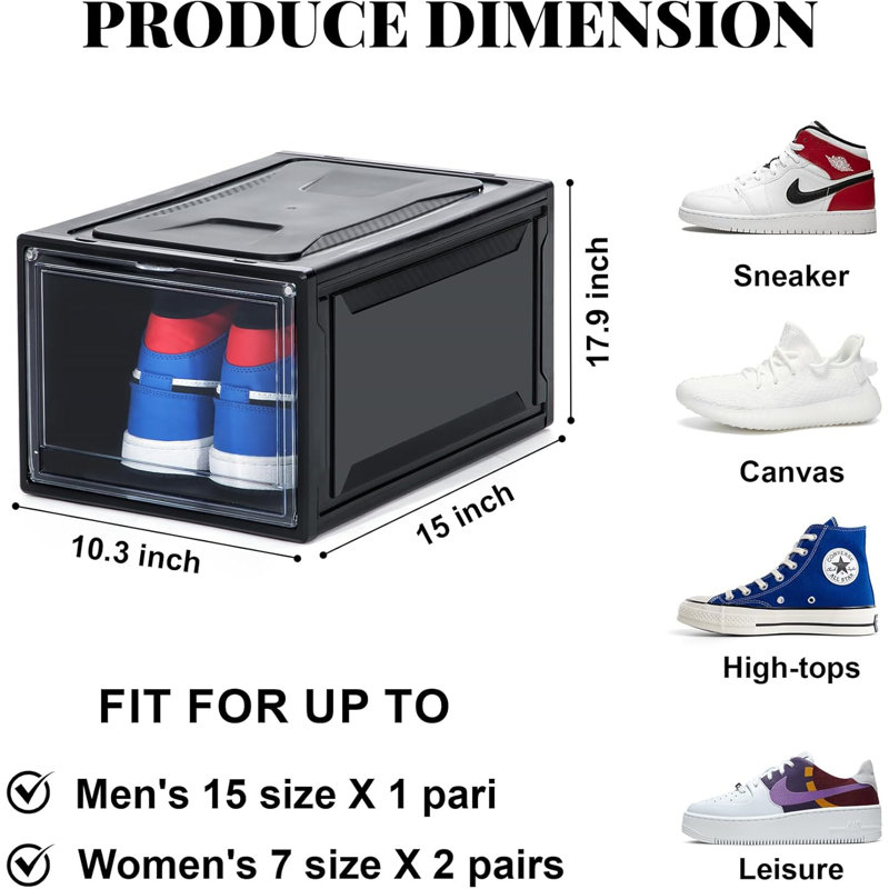 Paquet de 12 boîtes à chaussures en acrylique - Rangement de chaussures empilable avec porte magnétique transparente pour la présentation et l'organisation des chaussures