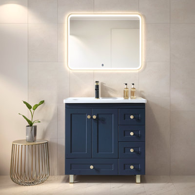32'' Blue Free-Standing Single Bathroom Vanity Set