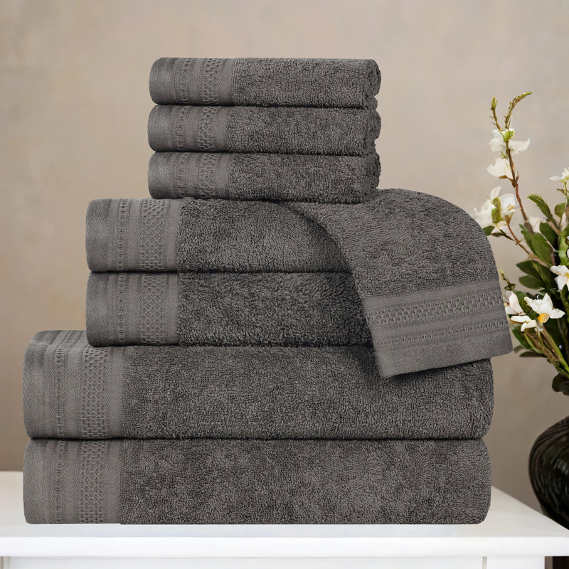 Ensemble de serviettes 8 pièces en coton gaufré Honeycomb, Métal industriel