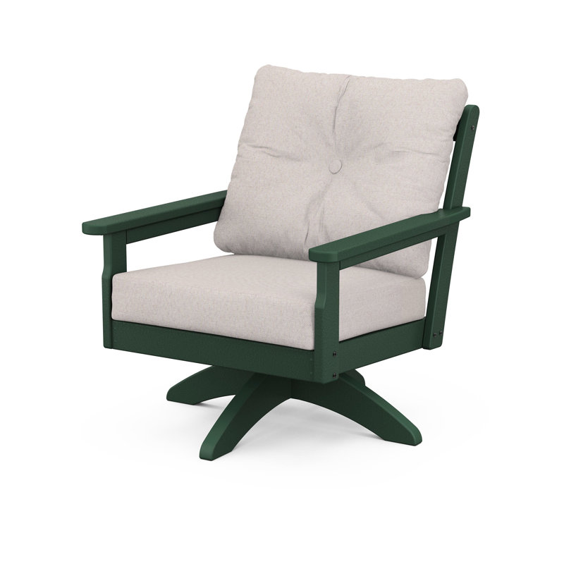 Lakeside Vineyard Deep Seating Swivel Chair, Dune Burlap, Green