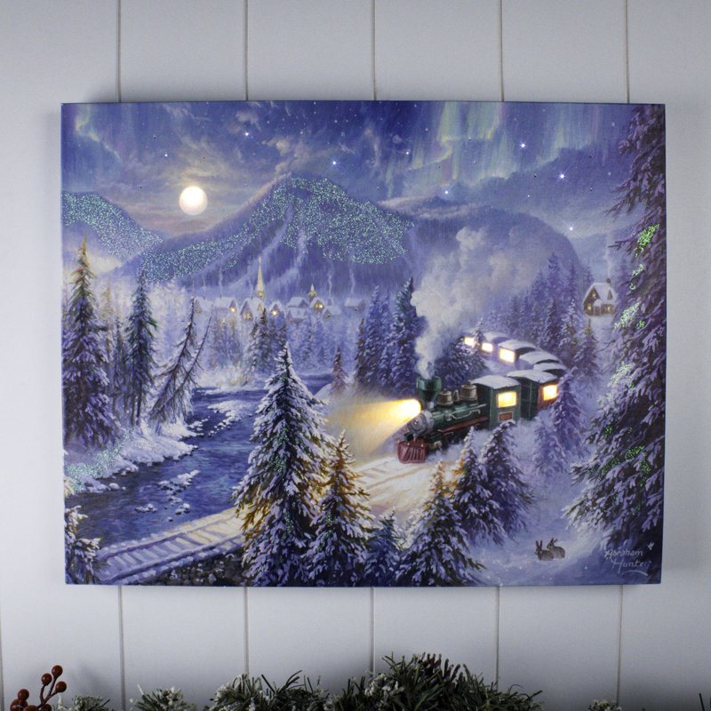 Train de Noël en toile 16 x 20