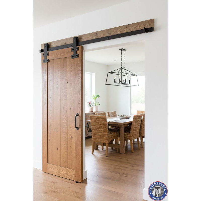 Ensemble de quincaillerie de porte de grange simple standard I-Shape Premium, 96 po, Noir