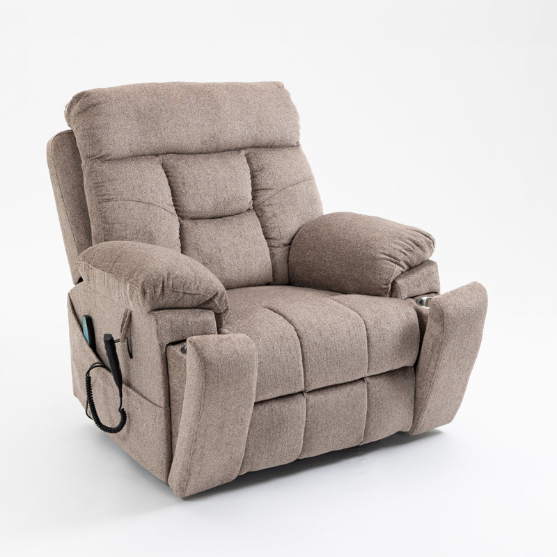 Oversized Electric Lift Chair With Flat High-Density Foam, Heating, Massage, 180-Degree Tilt, Cup Holders, And Dual OKIN Motors