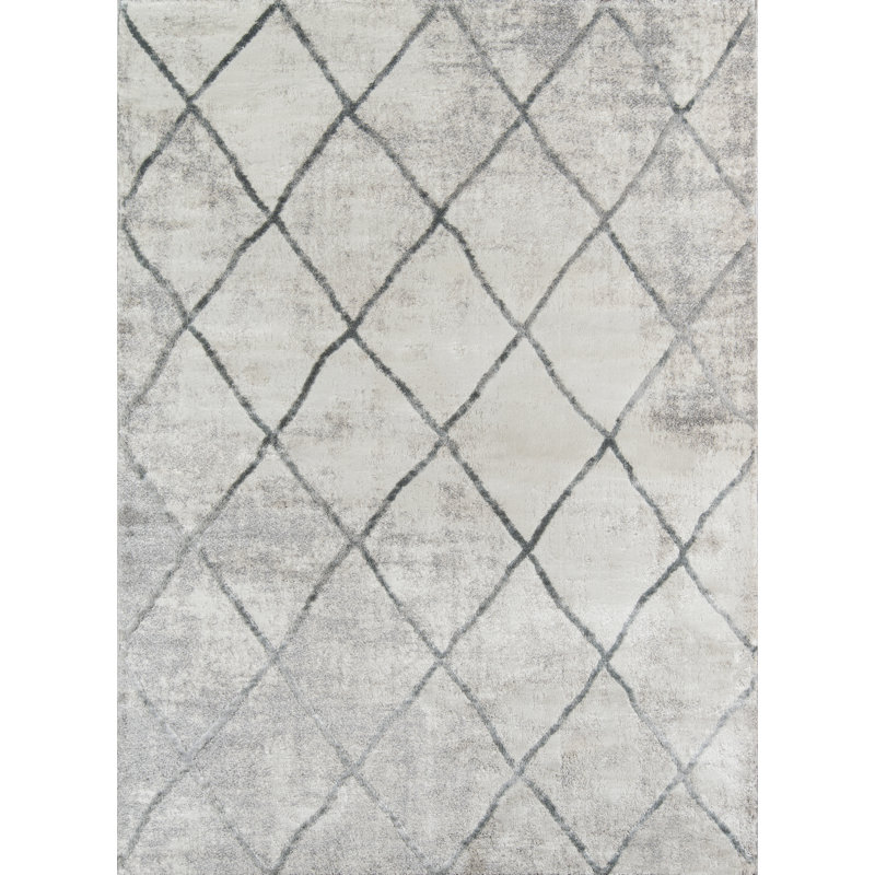 Tapis gris à motif géométrique Northwick, Rectangle 2 pi x 3 pi
