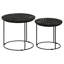 2 tables gigognes, finition noir mat, dessus en bois de manguier, cadres en métal, style contemporain pour la construction en fer et espace de vie, pièce élégante