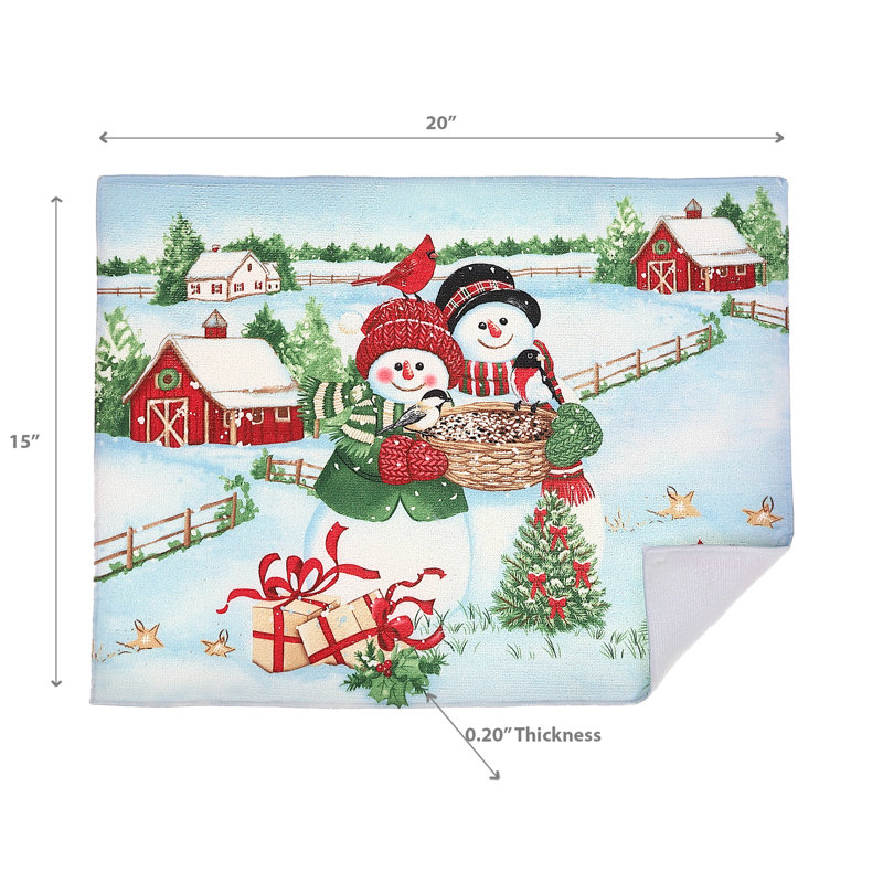 Christmas Microfibre Drying Mat Snowman Couple - Set Of 2