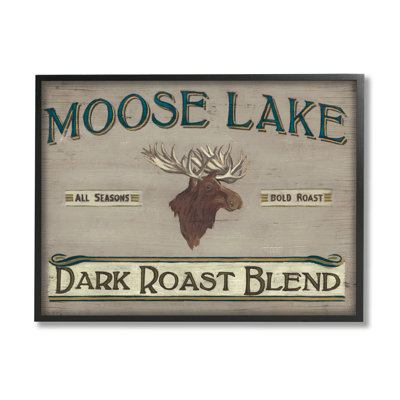«Moose Lake», mélange de café torréfié foncé et signe «Vintage Animal» par June Erica Vess - Art textuel sur toile