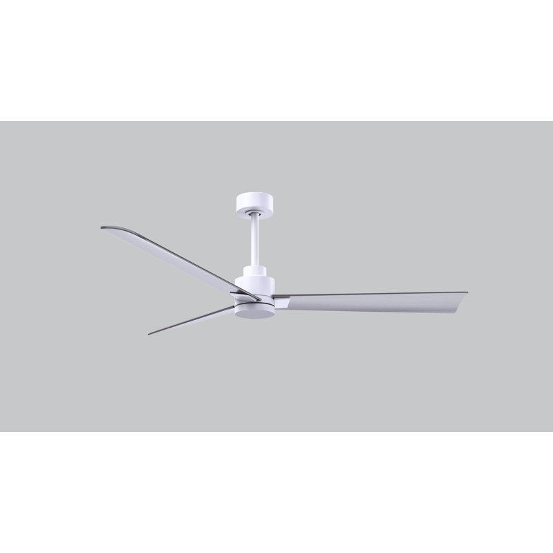 Ventilateur de plafond Alessandra, Nickel brossé, Blanc mat
