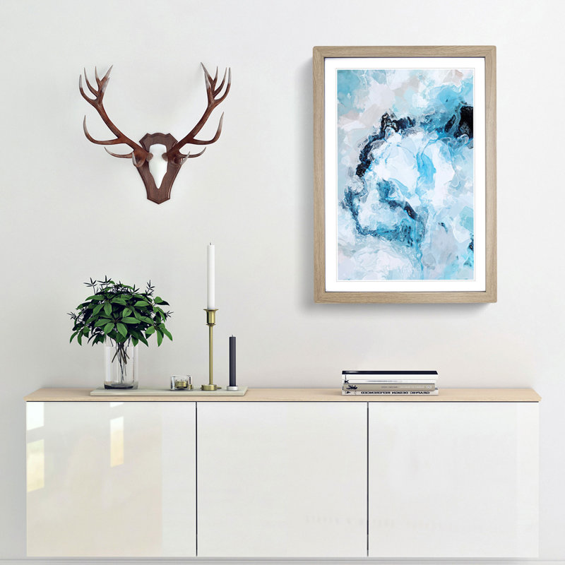 Reflecting on the Love in Abstract - Picture Frame Graphic Art Print, 65cm H x 48cm W x 2cm D, Oak Framed