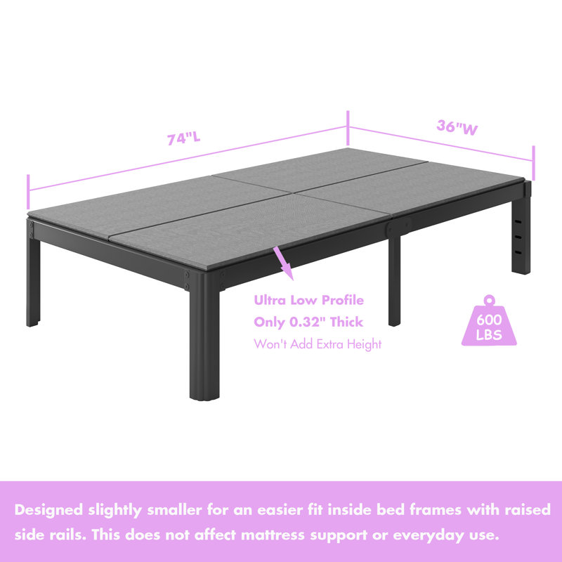 Planche de 0,3 po, panneaux de support de lit pliables, support de matelas à profil bas avec housse, Simple