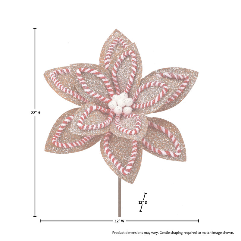 Tige de poinsettia 22 "sucre et épices, Brun / Rouge / Blanc