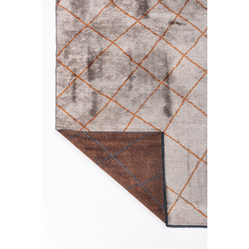Tapis de luxe marocain orange / gris Rapture, Rectangle 7 pi 10 po x 9 pi 10 po